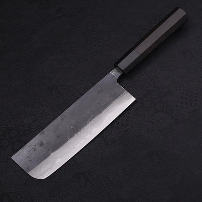 Nakiri Blue steel #2 Kurouchi Damascus Buffalo Ebony Handle 165mm-Blue steel #2-Damascus-Japanese Handle-[Musashi]-[Japanese-Kitchen-Knives]