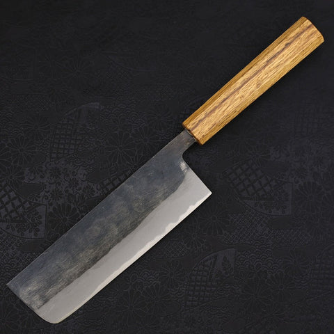 Nakiri Blue steel #2 Kurouchi Oak Handle 165mm-Blue steel #2-Kurouchi-Japanese Handle-[Musashi]-[Japanese-Kitchen-Knives]