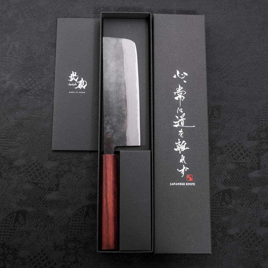 Nakiri Blue steel #2 Kurouchi Purple Urushi Handle 165mm-Blue steel #2-Kurouchi-Japanese Handle-[Musashi]-[Japanese-Kitchen-Knives]