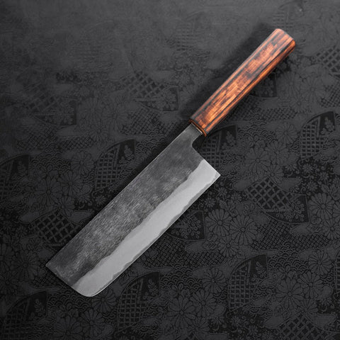 Nakiri Blue steel #2 Kurouchi Sumi Urushi Handle 165mm-Blue steel #2-Kurouchi-Japanese Handle-[Musashi]-[Japanese-Kitchen-Knives]