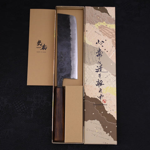 Nakiri Blue steel #2 Kurouchi Sumi Urushi Handle 165mm-Blue steel #2-Kurouchi-Japanese Handle-[Musashi]-[Japanese-Kitchen-Knives]