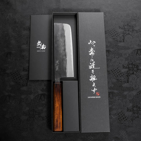 Nakiri Blue steel #2 Kurouchi Sumi Urushi Handle 165mm-Blue steel #2-Kurouchi-Japanese Handle-[Musashi]-[Japanese-Kitchen-Knives]