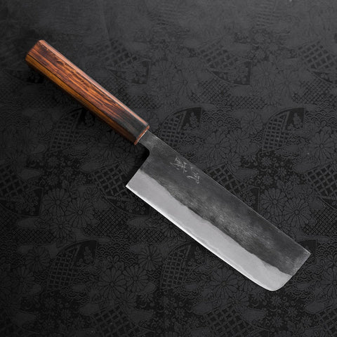 Nakiri Blue steel #2 Kurouchi Sumi Urushi Handle 165mm-Blue steel #2-Kurouchi-Japanese Handle-[Musashi]-[Japanese-Kitchen-Knives]