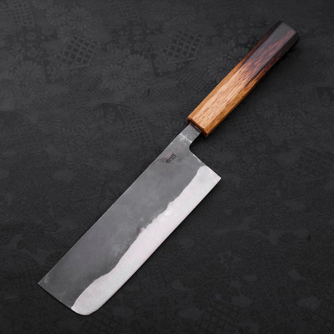 Nakiri Blue steel #2 Kurouchi Yaki Urushi Handle 165mm-Blue steel #2-Kurouchi-Japanese Handle-[Musashi]-[Japanese-Kitchen-Knives]