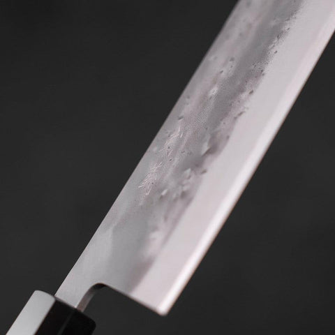 Nakiri Blue steel #2 Stainless Clad Nashiji Buffalo Teak Handle 165mm-Blue steel #2-Nashiji-Japanese Handle-[Musashi]-[Japanese-Kitchen-Knives]