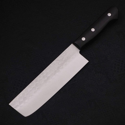 Nakiri Blue steel #2 Tsuchime Stainless Clad Western Handle 165mm-Blue steel #2-Tsuchime-Western Handle-[Musashi]-[Japanese-Kitchen-Knives]