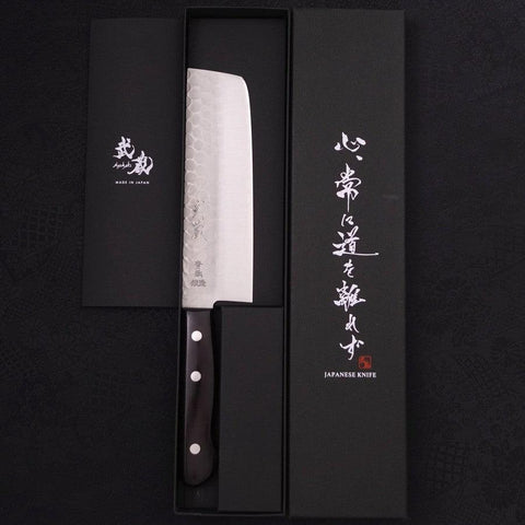 Nakiri Blue steel #2 Tsuchime Stainless Clad Western Handle 165mm-Blue steel #2-Tsuchime-Western Handle-[Musashi]-[Japanese-Kitchen-Knives]