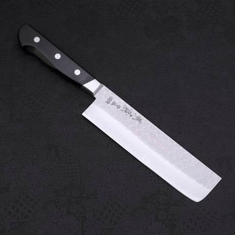 Nakiri Blue steel #2 Tsuchime Stainless Clad Western Handle 165mm-Blue steel #2-Tsuchime-Western Handle-[Musashi]-[Japanese-Kitchen-Knives]