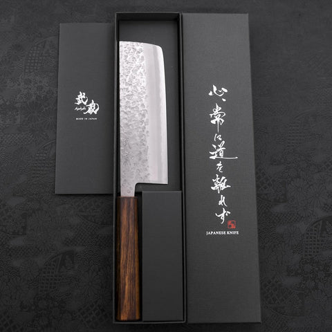 Nakiri Chromax Mirror Tsuchime Sumi Urushi Handle 165mm-Chromax-Tsuchime-Japanese Handle-[Musashi]-[Japanese-Kitchen-Knives]