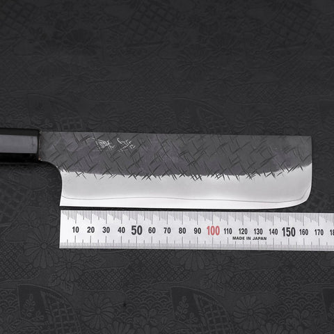 Nakiri SG-2 Kurouchi Tsuchime Buffalo Ebony Handle 170mm-SG-2-Kurouchi-Japanese Handle-[Musashi]-[Japanese-Kitchen-Knives]