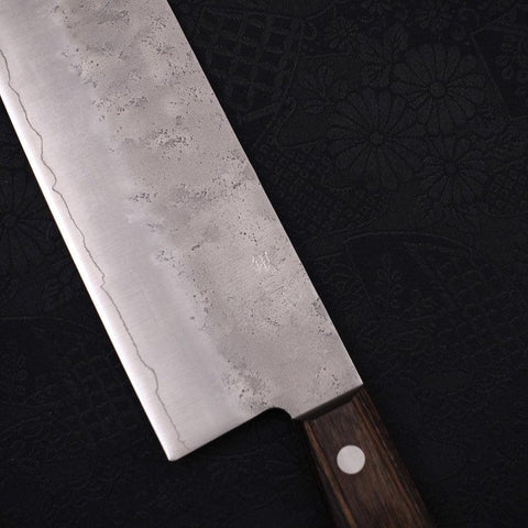 Nakiri Silver Steel #3 Nashiji Western Brown Handle 165mm-Silver steel #3-Nashiji-Western Handle-[Musashi]-[Japanese-Kitchen-Knives]