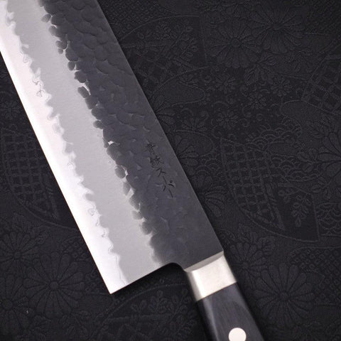 Nakiri Stainless Clad Blue Super Kurouchi Tsuchime Western Black Handle 165mm-Blue Super-Kurouchi-Western Handle-[Musashi]-[Japanese-Kitchen-Knives]