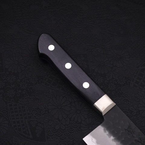 Nakiri Stainless Clad Blue Super Kurouchi Tsuchime Western Black Handle 165mm-Blue Super-Kurouchi-Western Handle-[Musashi]-[Japanese-Kitchen-Knives]