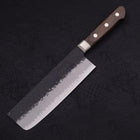 Nakiri Stainless Clad Blue Super Kurouchi Tsuchime Western Handle 165mm-Blue Super-Kurouchi-Western Handle-[Musashi]-[Japanese-Kitchen-Knives]