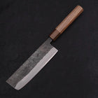 Nakiri Stainless Clad Blue steel #2 Kurouchi Walnut Shitan Handle 165mm-Blue steel #2-Kurouchi-Japanese Handle-[Musashi]-[Japanese-Kitchen-Knives]