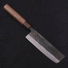 Nakiri Stainless Clad Blue steel #2 Kurouchi Walnut Shitan Handle 165mm-Blue steel #2-Kurouchi-Japanese Handle-[Musashi]-[Japanese-Kitchen-Knives]