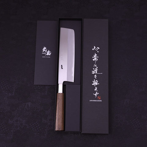 Nakiri Stainless Clad Blue steel #2 Walnut Handle 165mm-Blue steel #2-Japanese Handle-[Musashi]-[Japanese-Kitchen-Knives]