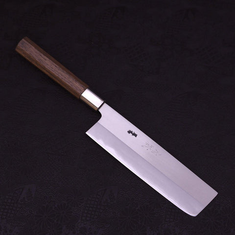 Nakiri Stainless Clad Blue steel #2 Walnut Handle 165mm-Blue steel #2-Japanese Handle-[Musashi]-[Japanese-Kitchen-Knives]