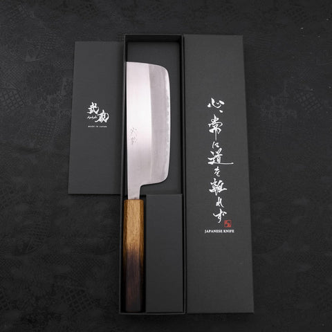 Nakiri Stainless Clad White steel #2 Polished Yaki Urushi Handle 165mm-White steel #2-Polished-Japanese Handle-[Musashi]-[Japanese-Kitchen-Knives]