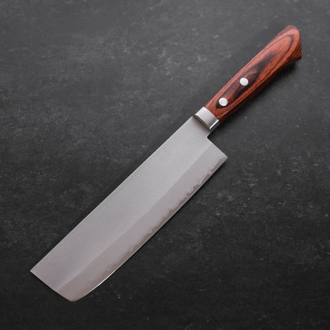 Nakiri VG-1 Nashiji Western Mahogany Handle 165mm-VG-1-Nashiji-Western Handle-[Musashi]-[Japanese-Kitchen-Knives]