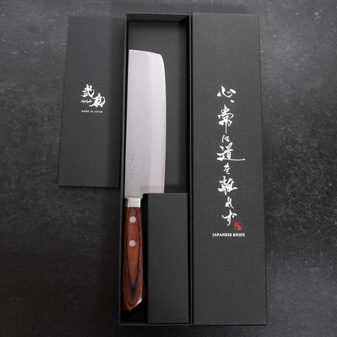 Nakiri VG-1 Nashiji Western Mahogany Handle 165mm-VG-1-Nashiji-Western Handle-[Musashi]-[Japanese-Kitchen-Knives]