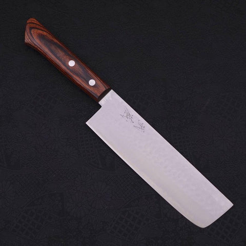 Nakiri VG-1 Tsuchime Western Mahogany Handle 165mm (Tsuba Nashi)-Tsuchime-VG-1-Western Handle-[Musashi]-[Japanese-Kitchen-Knives]