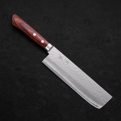 Nakiri VG-1 Tsuchime Western Mahogany Handle 165mm-Tsuchime-VG-1-Western Handle-[Musashi]-[Japanese-Kitchen-Knives]