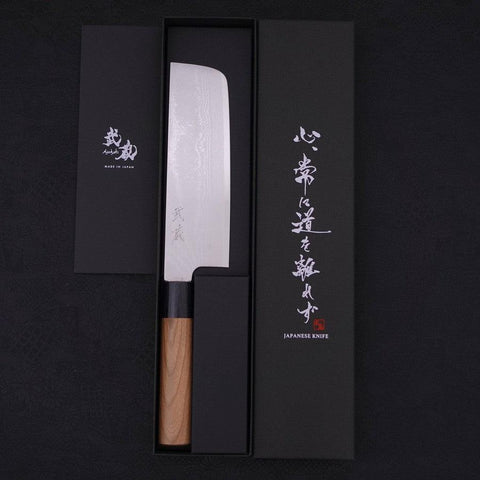 Nakiri VG-10 Damascus Cherry Handle 165mm-VG-10-Damascus-Japanese Handle-[Musashi]-[Japanese-Kitchen-Knives]