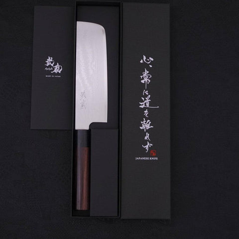 Nakiri VG-10 Damascus Shitan Handle 165mm-Damascus-VG-10-Japanese Handle-[Musashi]-[Japanese-Kitchen-Knives]