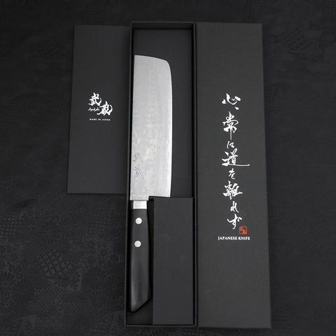 Nakiri VG-10 Damascus Western Black Handle 165mm-VG-10-Damascus-Western Handle-[Musashi]-[Japanese-Kitchen-Knives]