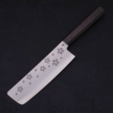 Nakiri VG-10 Polished Sakura Ebony Handle 165mm-VG-10-Polished-Japanese Handle-[Musashi]-[Japanese-Kitchen-Knives]