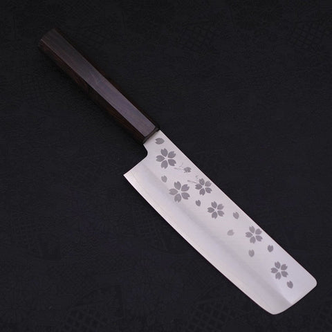 Nakiri VG-10 Polished Sakura Ebony Handle 165mm-VG-10-Polished-Japanese Handle-[Musashi]-[Japanese-Kitchen-Knives]