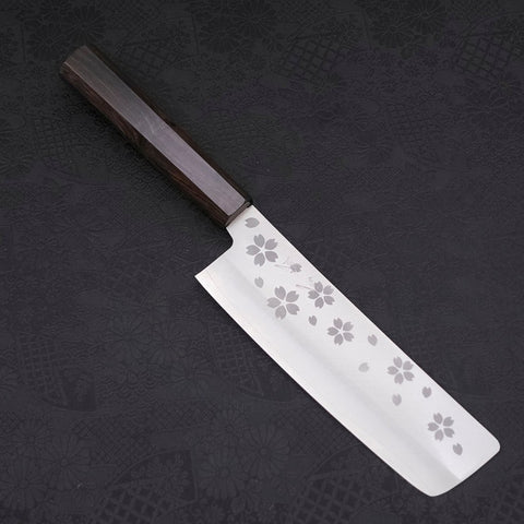 Nakiri VG-10 Polished Sakura Ebony Handle 165mm-VG-10-Polished-Japanese Handle-[Musashi]-[Japanese-Kitchen-Knives]