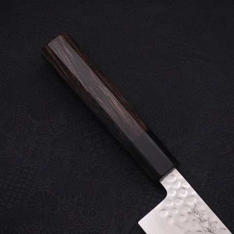 Nakiri VG-10 Tsuchime Damascus Buffalo Ebony Handle 165mm-VG-10-Damascus-Japanese Handle-[Musashi]-[Japanese-Kitchen-Knives]