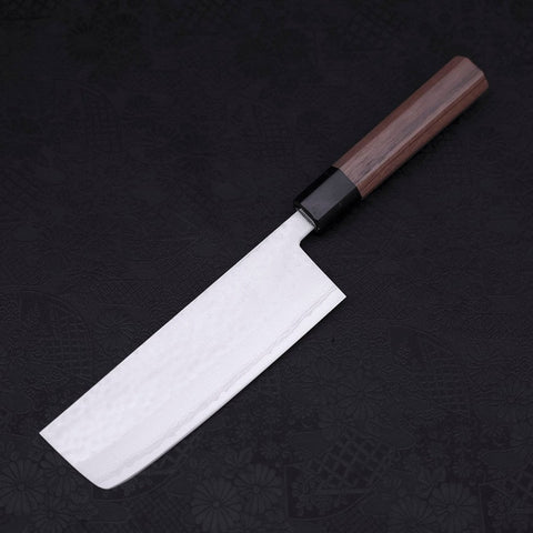 Nakiri VG-10 Tsuchime Damascus Walnut Handle 165mm-VG-10-Damascus-Japanese Handle-[Musashi]-[Japanese-Kitchen-Knives]