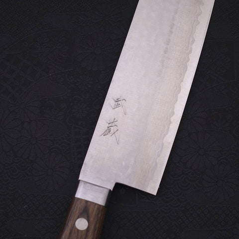 Nakiri VG-10 Tsuchime Damascus Western Brown Handle 165mm-VG-10-Damascus-Western Handle-[Musashi]-[Japanese-Kitchen-Knives]