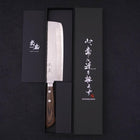 Nakiri VG-10 Tsuchime Damascus Western Brown Handle 165mm-VG-10-Damascus-Western Handle-[Musashi]-[Japanese-Kitchen-Knives]