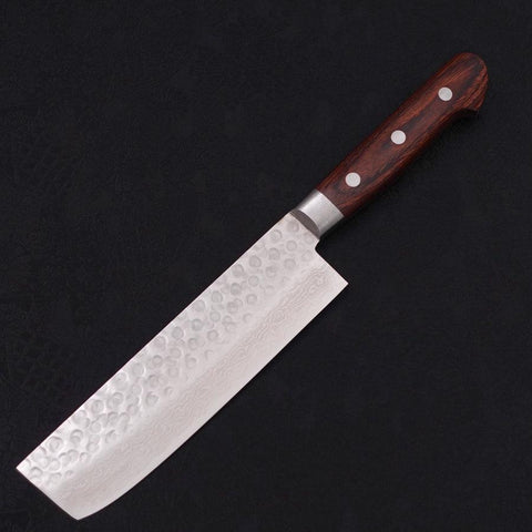 Nakiri VG-10 Tsuchime Damascus Western Handle 165mm-VG-10-Damascus-Western Handle-[Musashi]-[Japanese-Kitchen-Knives]