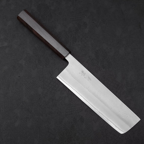 Nakiri White Steel #2 Nashiji Ebony Handle 165mm-[Musashi]-[Japanese-Kitchen-Knives]