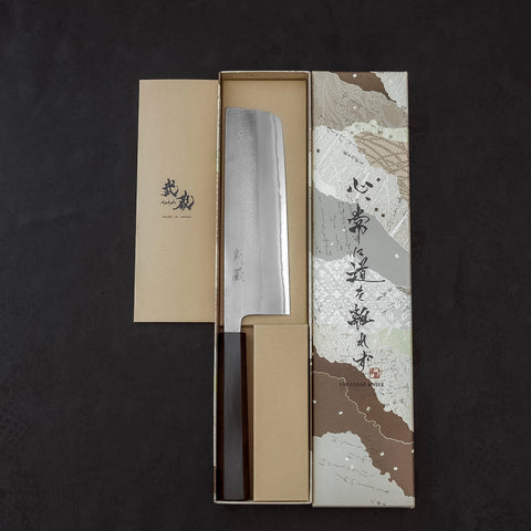 Nakiri White Steel #2 Nashiji Ebony Handle 165mm-White steel #2-Nashiji-Japanese Handle-[Musashi]-[Japanese-Kitchen-Knives]