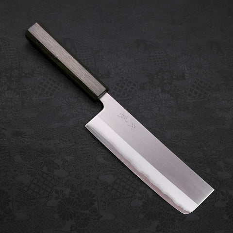 Nakiri White steel #1 Stainless Clad Polished Green Urushi Handle 165mm-White steel #1-Polished-Japanese Handle-[Musashi]-[Japanese-Kitchen-Knives]