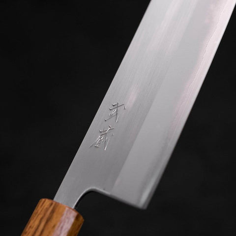 Nakiri White steel #1 Stainless Clad Polished Oak Handle 165mm-White steel #1-Polished-Japanese Handle-[Musashi]-[Japanese-Kitchen-Knives]