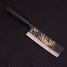 Nakiri White steel #2 Kurouchi Chokin Phoenix Buffalo Ebony Handle 165mm-White steel #2-Kurouchi-Japanese Handle-[Musashi]-[Japanese-Kitchen-Knives]