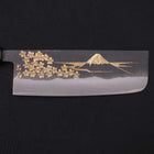 Nakiri White steel #2 Kurouchi Chokin Sakura-Fuji Buffalo Ebony Handle 165mm-White steel #2-Kurouchi-Japanese Handle-[Musashi]-[Japanese-Kitchen-Knives]