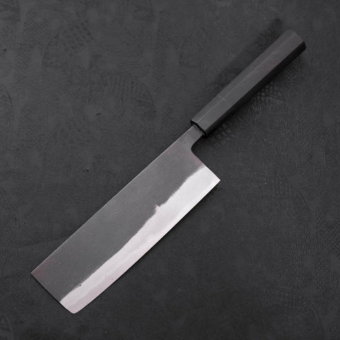 Nakiri White steel #2 Kurouchi Chokin Ukiyo-e Buffalo Ebony Handle 165mm-White steel #2-Kurouchi-Japanese Handle-[Musashi]-[Japanese-Kitchen-Knives]