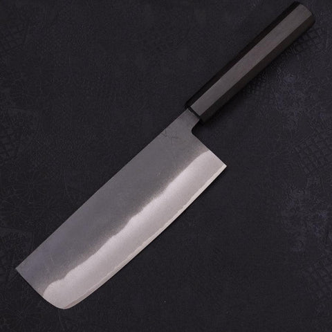 Nakiri White steel #2 Kurouchi Chokin Wave-Sun Buffalo Ebony Handle 165mm-White steel #2-Kurouchi-Japanese Handle-[Musashi]-[Japanese-Kitchen-Knives]