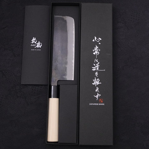 Nakiri White steel #2 Kurouchi Magnolia Handle 165mm-White steel #2-Kurouchi-Japanese Handle-[Musashi]-[Japanese-Kitchen-Knives]