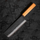 Nakiri White steel #2 Kurouchi Oak Handle 165mm-White steel #2-Kurouchi-Japanese Handle-[Musashi]-[Japanese-Kitchen-Knives]