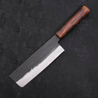 Nakiri White steel #2 Kurouchi Sumi Urushi Handle 165mm-White steel #2-Kurouchi-Japanese Handle-[Musashi]-[Japanese-Kitchen-Knives]