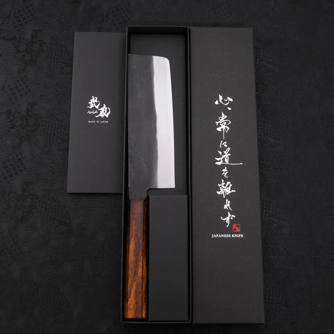 Nakiri White steel #2 Kurouchi Sumi Urushi Handle 165mm-White steel #2-Kurouchi-Japanese Handle-[Musashi]-[Japanese-Kitchen-Knives]